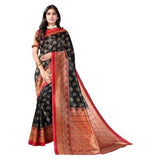 Zindwear Women's Black with Golden Printed Poly Silk Saree with Blouse Party Wedding and Casual Wear - Walgrow.com
