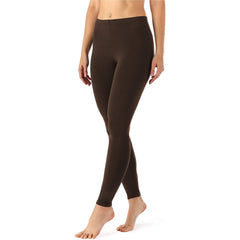Zindwear Women's Cotton Soft Plain Summer Stretchy Ankle Length Leggings (One Size, Chocolate Brown) - Walgrow.com