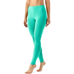 Zindwear Women's Cotton Soft Plain Summer Stretchy Ankle Length Leggings (One Size, Sea Green) - Walgrow.com
