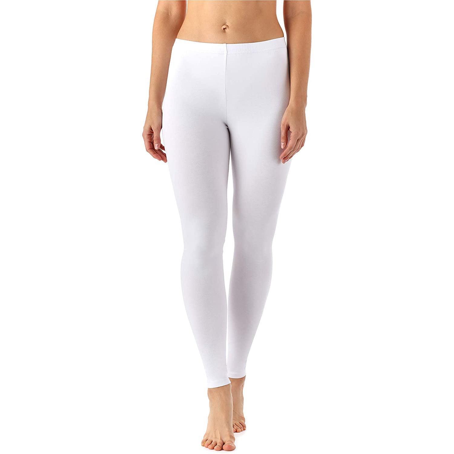 Zindwear Women's Cotton Soft Plain Summer Stretchy Ankle Length Leggings (One Size, White) - Walgrow.com