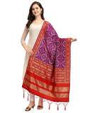 Zindwear Women's Floral Design Woven Silk Blend Dupatta/Chunni/Scarf (Red and Purple) - Walgrow.com