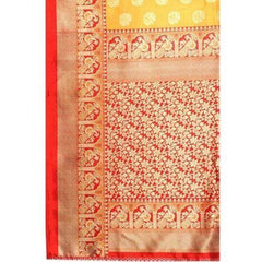Zindwear Women's Mustrad Yellow Printed Poly Silk Saree with Blouse Party Wedding and Casual Wear - Walgrow.com