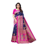 Zindwear Women's Navy Blue Printed Poly Silk Saree with Blouse Party Wedding and Casual Wear - Walgrow.com