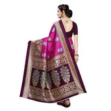 Zindwear Women's Pink Printed Poly Silk Saree with Blouse Party Wedding and Casual Wear - Walgrow.com