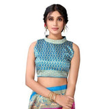Zindwear Women's Rani Pink with Beige Printed Poly Silk Saree with Blouse Party Wedding and Casual Wear - Walgrow.com