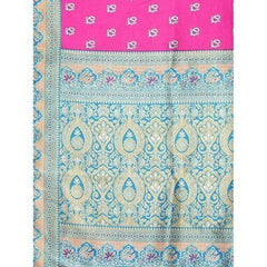Zindwear Women's Rani Pink with Blue Printed Poly Silk Saree with Blouse Party Wedding and Casual Wear - Walgrow.com