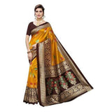Zindwear Women's Yellow and Golden Printed Poly Silk Saree with Blouse Party Wedding and Casual Wear - Walgrow.com