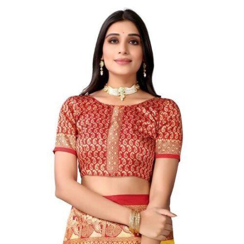 Zindwear Women's Yellow with Red Printed Poly Silk Saree with Blouse Party Wedding and Casual Wear - Walgrow.com